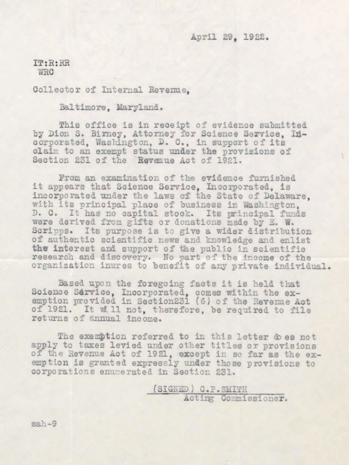 1922: A non-profit service - Society for Science Centennial Project