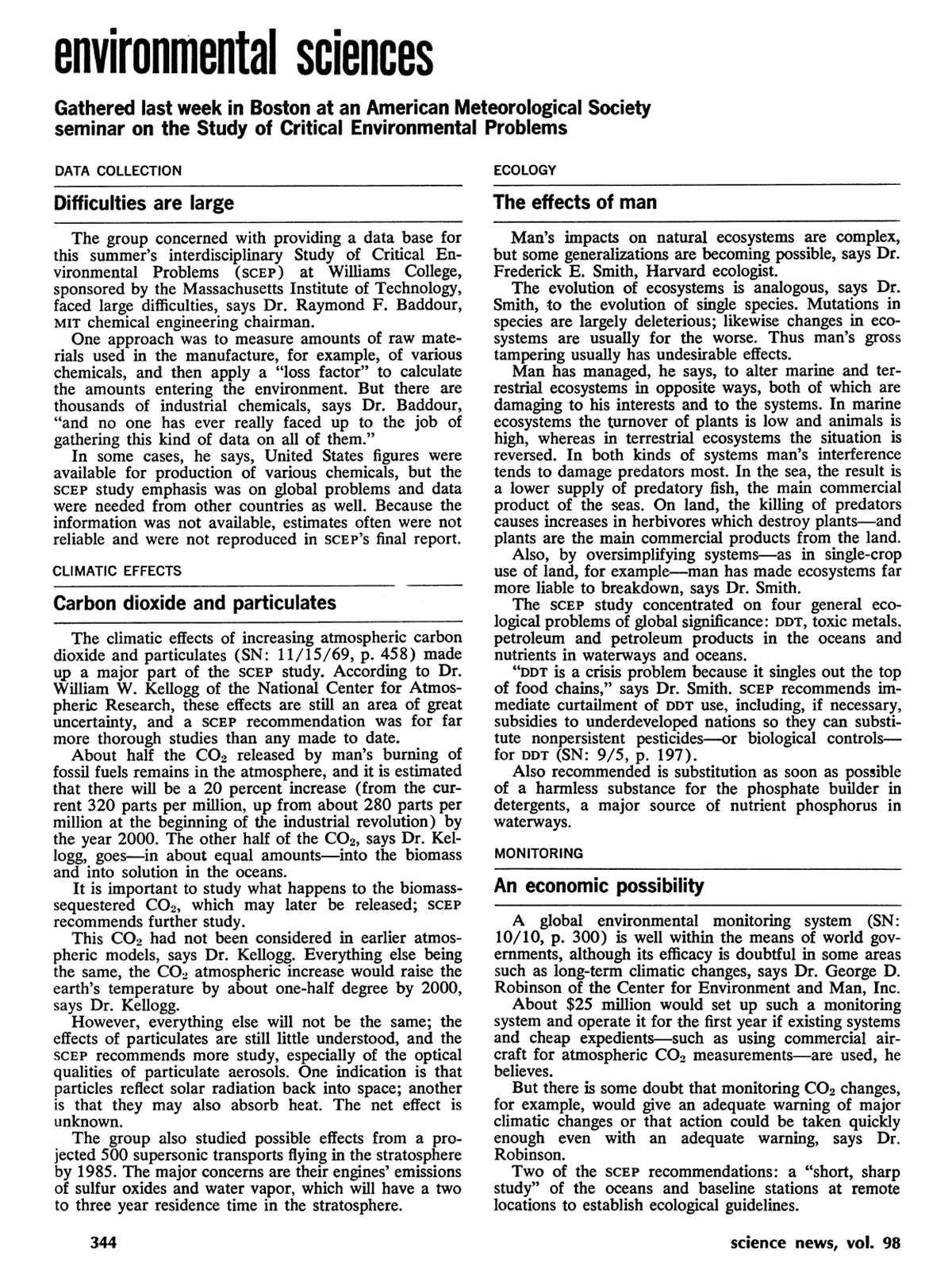 1970s Science News reports on the environment Society for Science